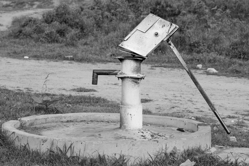 A broken handpump in a village in Alwar district, Rajasthan